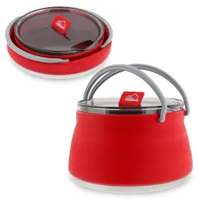 819750 Higher Altitude Collapsible Travel Kettle Pot With Lid - 1l Red Portable Water Boiler Tea Mak