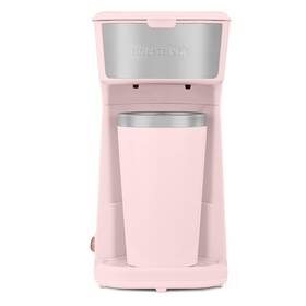 Holstein Housewares 09101112 Personal Coffee Maker With 14oz Travel Mug 1 Cup Pink