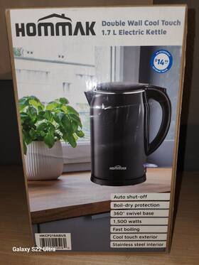 Hommak Cp216a Electric Kettle Black Holds 1.7l Stainless Steel Interior