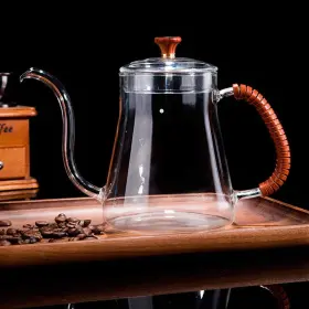 Hongyo9c4rtagm Hong111 20 Oz Gooseneck Pour Over Kettle Thickened Glass With Lid For Coffee And Teat