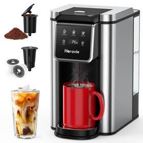Horavie 760689852733 Single Serve Coffee Maker For K-cup Pod And Grounds 11.2 Inch Black