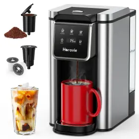 Horavie 760689852733 Single Serve Coffee Maker For K-cup Pod And Grounds 11.2 Inch Black