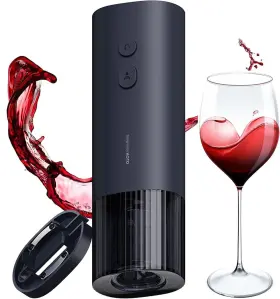 Qwkpq001 Hoto Electric Wine Opener Battery Operated Bottle Navy Blue
