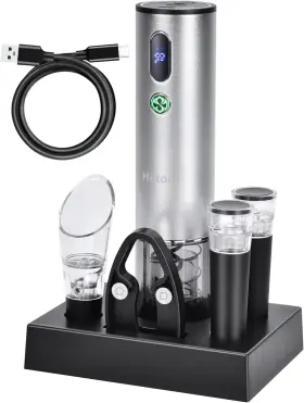 Bso-03 Hotool Electric Wine Opener With Accessories -rechargeable Metallic Silver