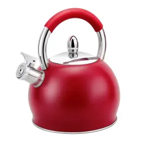 Hr786-1 Hrhongrui 3.2 Quart Red Whistling Tea Kettle Stove Top Silicone Handle Stainless Steel