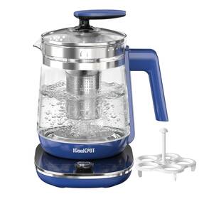Icookpot 768274919809 1200w Electric Kettle 1.5l Borosilicate Glass Tea Hot Water E