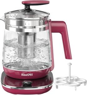 Icookpot 768274919816 1200w Electric Kettle 1.5l Borosilicate Glass Tea Hot Water E
