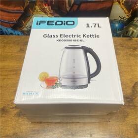 Ifedio Kegs5801be-ul Glass Electric Kettle 1.7l 1500w 360 Clear Black