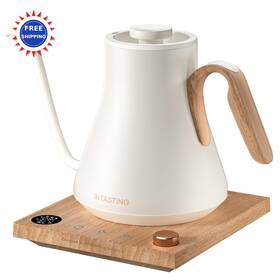 Intasting Nek2907wb Electric Kettle Gooseneck 1 Precise Temperature Stainless Steel 0.9l Cream White
