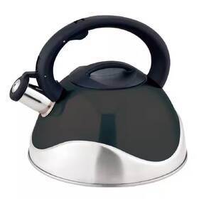 J&v Textiles 810066043244 3 Quart 12-cup Black Stainless Steel Whistling Tea Kettle