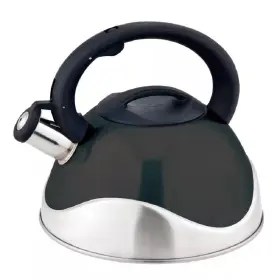 J&v Textiles 810066043244 3 Quart 12-cup Black Stainless Steel Whistling Tea Kettle