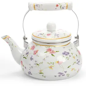 J-enamelteapot-2.5l-rose Jucoan Vintage Enamel Tea Kettle 2.6 Quart Floral Water Teapot