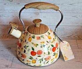 Just Teazen 729016951921 Metal Tea Kettle With Fruit And Flowers 2.64 Quart Floral New