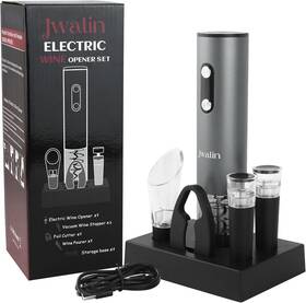 Jwalin Ewo001 Rechargeable Electric Wine Opener Set 6-in-1 Automatic Dark Gray