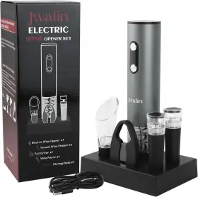 Ewo001 Jwalin Rechargeable Electric Wine Opener Set 6-in-1 Automatic Dark Gray