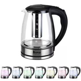 Karl Home 445054554575 7.5-cup Glass And Stainless Steel Electric Kettle With 7-led Lights