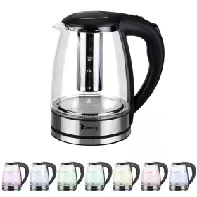 Karl Home 445054554575 7.5-cup Glass And Stainless Steel Electric Kettle With 7-led Lights