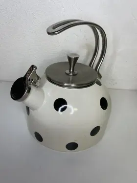 857004 Kate Spade Lenox Polka-dot Tea Pot Kettle 2.5 Quart Art Deco Whistle While You Work