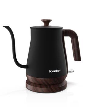 Keebar B0byshnbgw Gooseneck Electric Kettle Stainless Steel Pour Over Auto Shut Off 0.8l