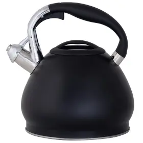 Kitchen Details 633125035512 14 Cup Stovetop Stainless Steel Whistling Tea Kettle Matte Black
