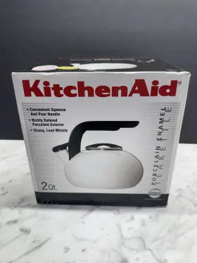 51630 Kitchenaid 2 Quart Whistling Tea Kettle White Porcelain Enamel - New