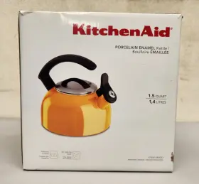 Kitchenaid 883049299785 Stainless Steel Enamel Mandarin Orange Whistling Tea Kettle 1.5 Quart