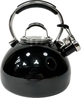 Tqq06 Kitchenaid Kitchen Aid Black Enamel Whistling Tea Kettle 2 Quart Stainless Accents Clean