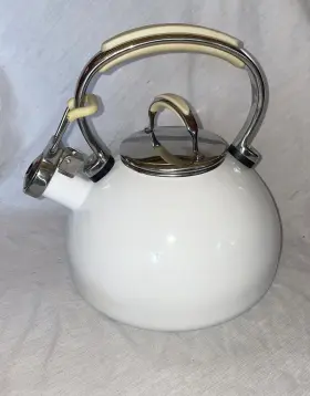 Tqqq04 Kitchenaid Kitchen Aid 2 Quart Enamel Whistling Tea Kettle Teapot White Nice