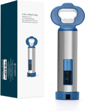 Kd20113 Kitchendao 3 In 1 Wine Bottle Opener Corkscrew With Foil Cutter Beer Basic