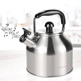 Koocovel Kc243ssh Tea Kettle For Stove Top 304 Stainless 4.2 Quarts Polished Silver