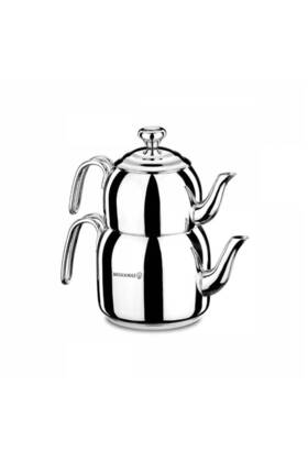 Korkmaz A058 Droppa Turkish Tea Pot Set For Stove Top Stainless Steel Teapot