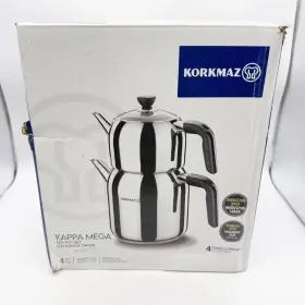 A079-01 Korkmaz A0-79 01 Stainless Steel Kappa Mega Stovetop Tea Pot Set Missing One Lid