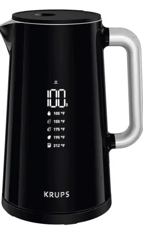 Bw801852 Krups Smart Temp Digital Kettle Prepare Tea Coffee Full Stainless Interior1.7l