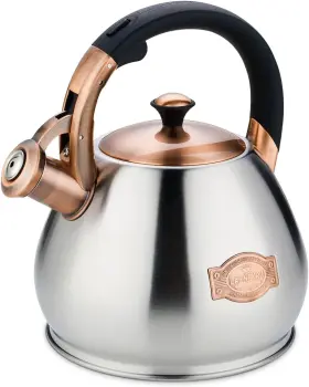 Ll01-silver Lazneyru Tea Kettle Stovetop Whistling Teapot 3quart Pot Stainless Steel Teak