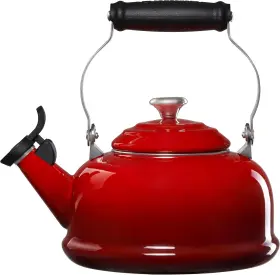 Le Creuset 0114260060241 Enamel On Steel Whistling Tea Kettle With Metal Finishes Cerise