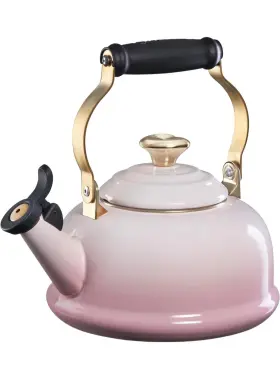 40138260777291 Le Creuset Lftamour Collection Whistling Kettle With Gold Heart Knob Shell Pink