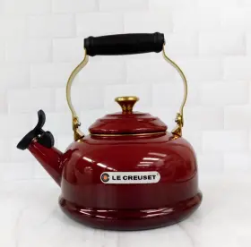 Le Creuset 630870338158 Enamel On Steel 1.7 Quart Whistling Kettle With Gold Accents In Rhone