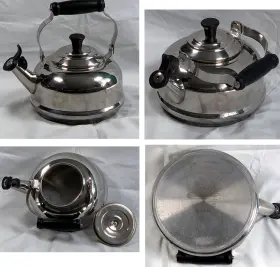 N18042 Le Creuset Tea Kettle 1.7 Quart Stainless Steel Silver Metal Whistling Pot