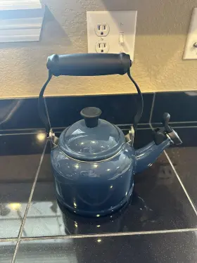 Q9401-59 Le Creuset Enamel Steel 1.25 Quart 1.1 L Demi Tea Kettle Marseille Blue