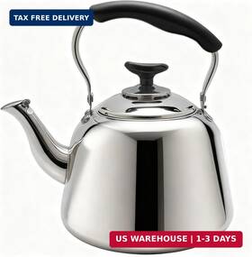 Lilys Home 810015935026 Whistling Tea Kettle For Stovetop 2 Quart Stainless Steel Water Ket