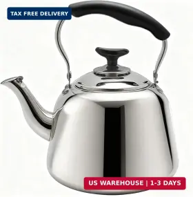 Lilys Home 810015935026 Whistling Tea Kettle For Stovetop 2 Quart Stainless Steel Water Ket
