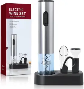 Liuzouwin5-in-1 Liuzouwin Opener-668 Electricwine Bottle Opener Set Battery Operated Silver