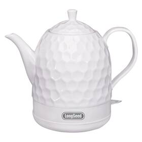 Longseed 760646820331 Ceramic Electric Kettle 1 Quart 1000w Automatic Shut-off White Gooseneck Teapo