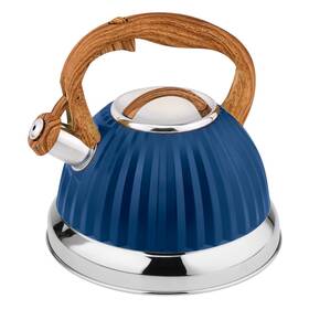Lorren Home Trends Hr751-blue Modern Stovetop Tea Kettle With Wooden Look Handle Navy Blue