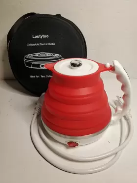 Loutytuo 555ml Collapsible Electric Silicone Travel Kettle Red Color - Works