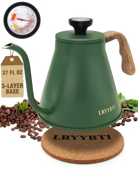 Lryybti 720490434191 Gooseneck Kettle Stovetop With Thermometer For Durable 3-layer Base Pour Over