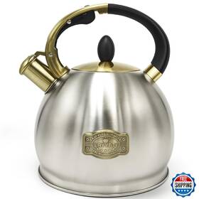 Lryybti B0fnr679vk Stove Top Whistling Tea Kettle Food Grade Stainless Steel Teapot Of 5-la