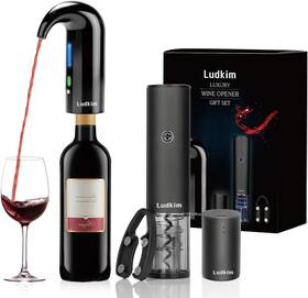Ludkim Wg30-pro Electric Wine Opener Rechargeable Gift Set Black