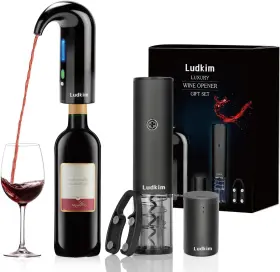 Wg30-pro Ludkim Electric Wine Opener Rechargeable Gift Set Black