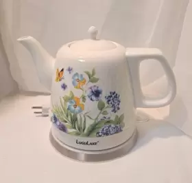 Hy-1098 Lugulake Teapot Ceramic Kettle Electric Water Boiler White Whit Flower